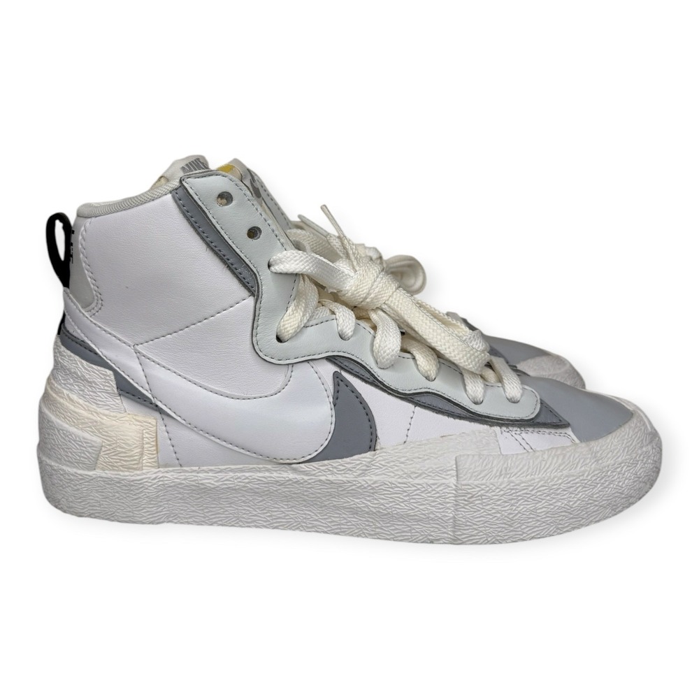 Sacai x Nike Blazer Mid White Grey Men's Size 8.5 Sneakers w/ Box BV0072-100